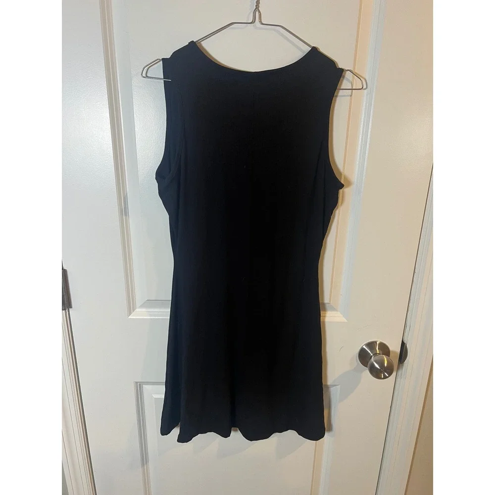 See You Monday Womens Mini Dress Ribbed Knit Black XL
